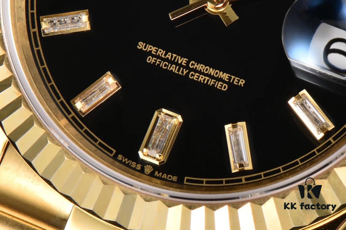 6931a5f3ccd8ab3d7af9a4dd ROLEX Day-Date (118238) Series, 36mm Case, Tanga Black Rock Crystal Dial, Ice Diamond Hour Markers, Super 904 Steel, Sapphire Crystal, Caliber 3255 Movement