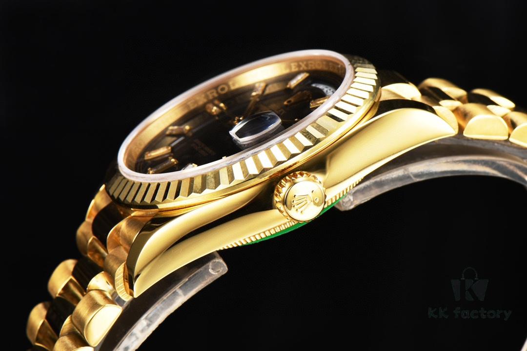 6931a5f3ccd8ab3d7af9a4de ROLEX Day-Date (118238) Series, 36mm Case, Tanga Black Rock Crystal Dial, Ice Diamond Hour Markers, Super 904 Steel, Sapphire Crystal, Caliber 3255 Movement