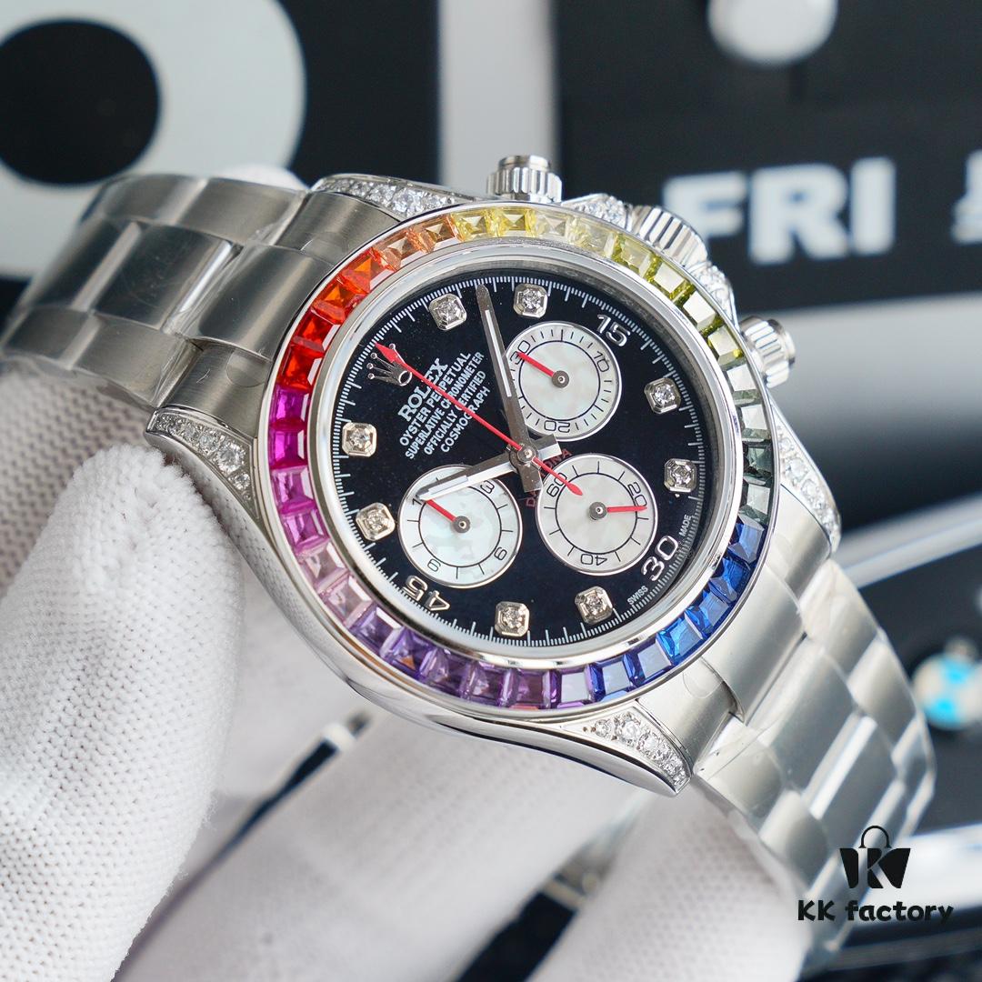 6931a5fbccd8ab3d7af9a563 N Factory Premium Replica Rolex Rainbow Bezel Daytona Watch - Top-Tier Market Replica with Original Craftsmanship