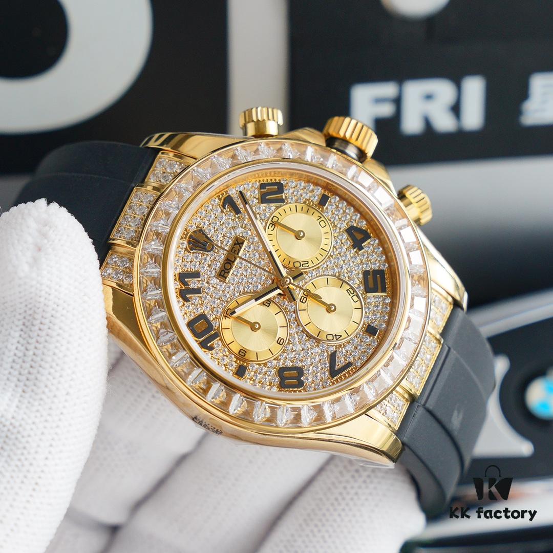 6931a5fdccd8ab3d7af9a57e Original Replica, Top-Tier Market Grade: Rolex Daytona with Fully Paved Diamond Dial and Black Enamel Arabic Numerals