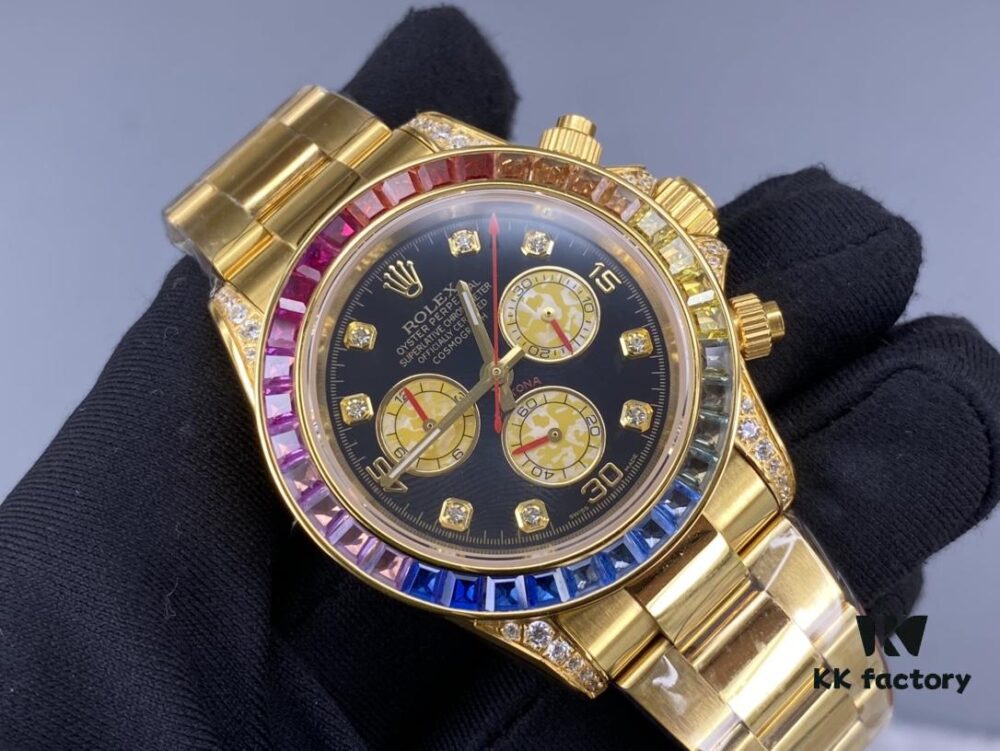 6931a5fdccd8ab3d7af9a58b Rolex Daytona Rainbow Bezel 24K Gold Plating - In Stock