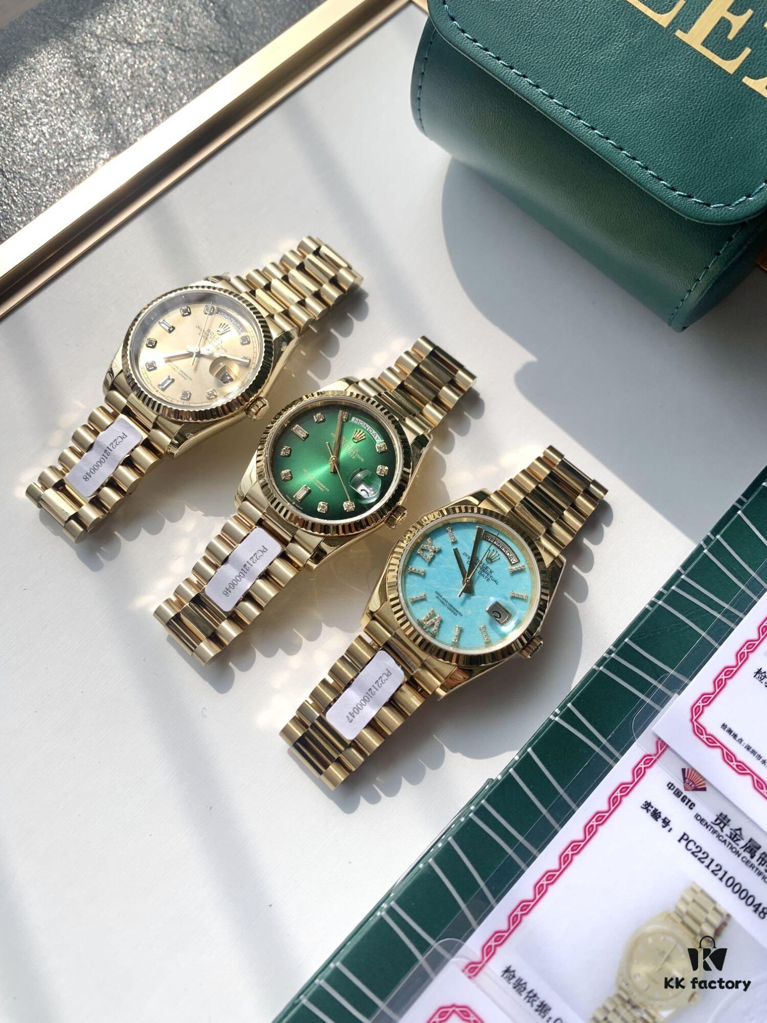 6931a603ccd8ab3d7af9a5e3 Rolex Day-Date Model - End of 2022 Ultimate Release! Three Colors Available: Smoked Gradient Green, Champagne Gold, Turquoise