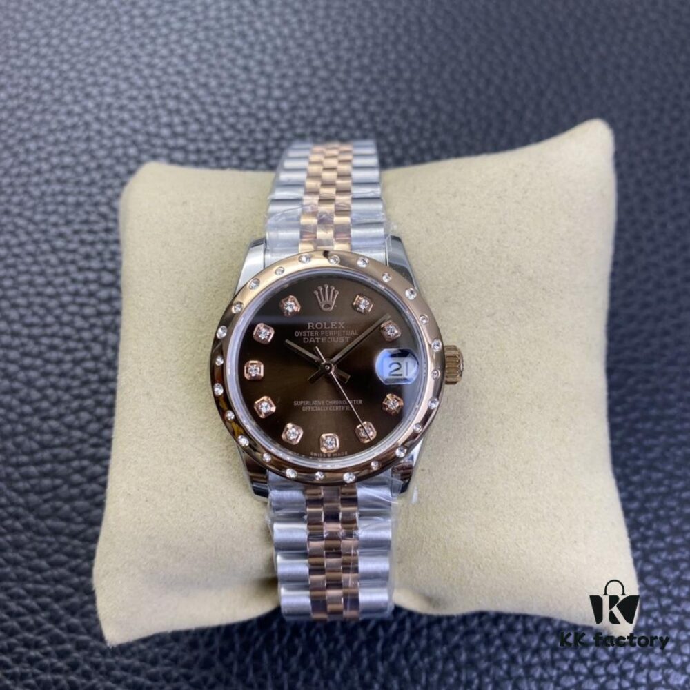 6931a604ccd8ab3d7af9a5f4 Rolex Ladies Datejust 31 Series Six Chocolate Dial with Diamonds