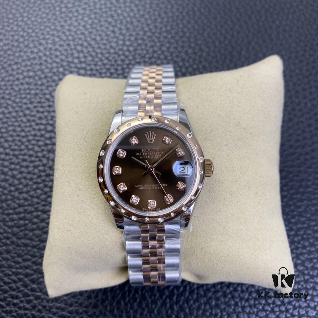 6931a604ccd8ab3d7af9a5f4 Rolex Ladies Datejust 31 Series Six Chocolate Dial with Diamonds