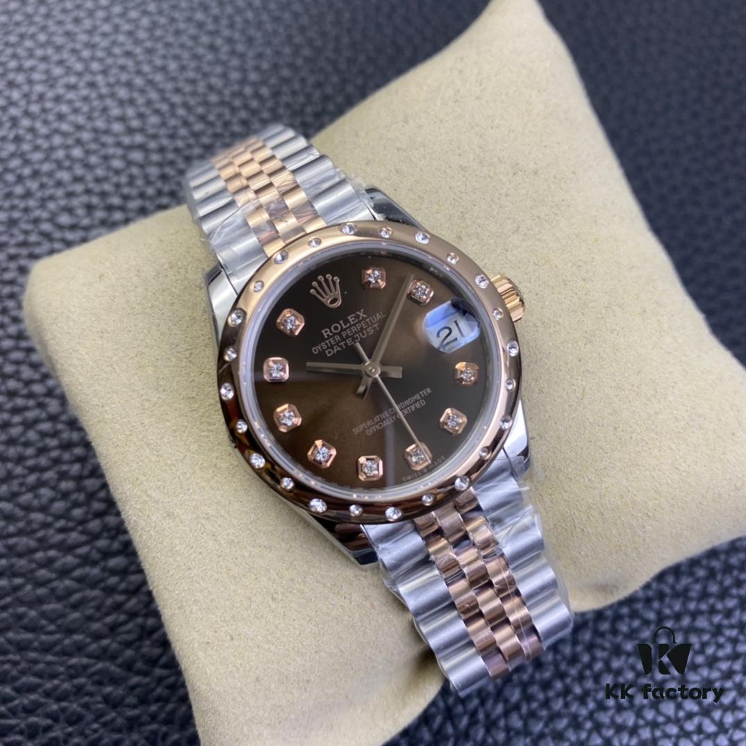 6931a604ccd8ab3d7af9a5f5 Rolex Ladies Datejust 31 Series Six Chocolate Dial with Diamonds