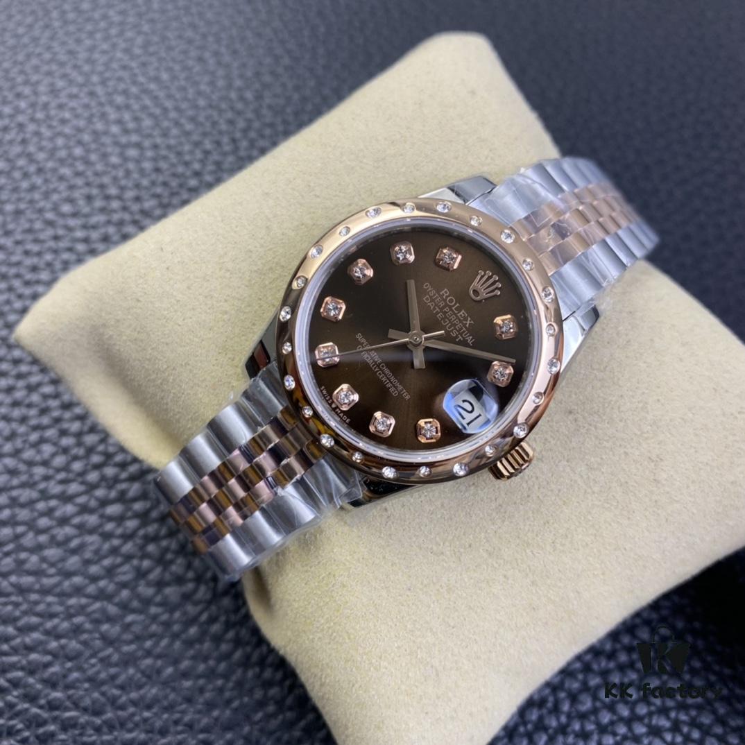 6931a604ccd8ab3d7af9a5f6 Rolex Ladies Datejust 31 Series Six Chocolate Dial with Diamonds