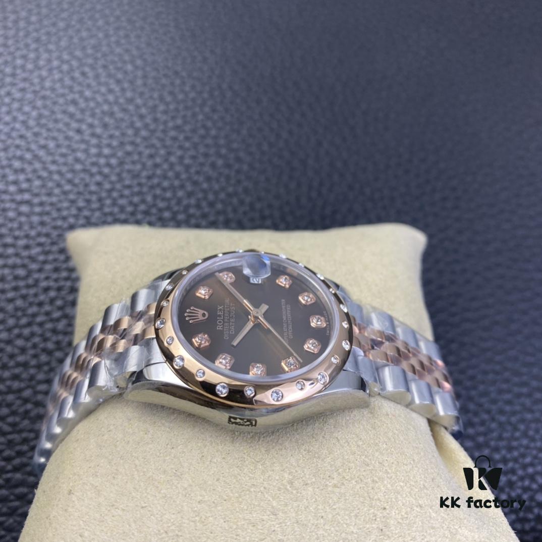 6931a604ccd8ab3d7af9a5f7 Rolex Ladies Datejust 31 Series Six Chocolate Dial with Diamonds