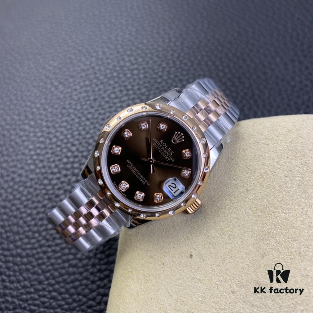 6931a604ccd8ab3d7af9a5f9 Rolex Ladies Datejust 31 Series Six Chocolate Dial with Diamonds
