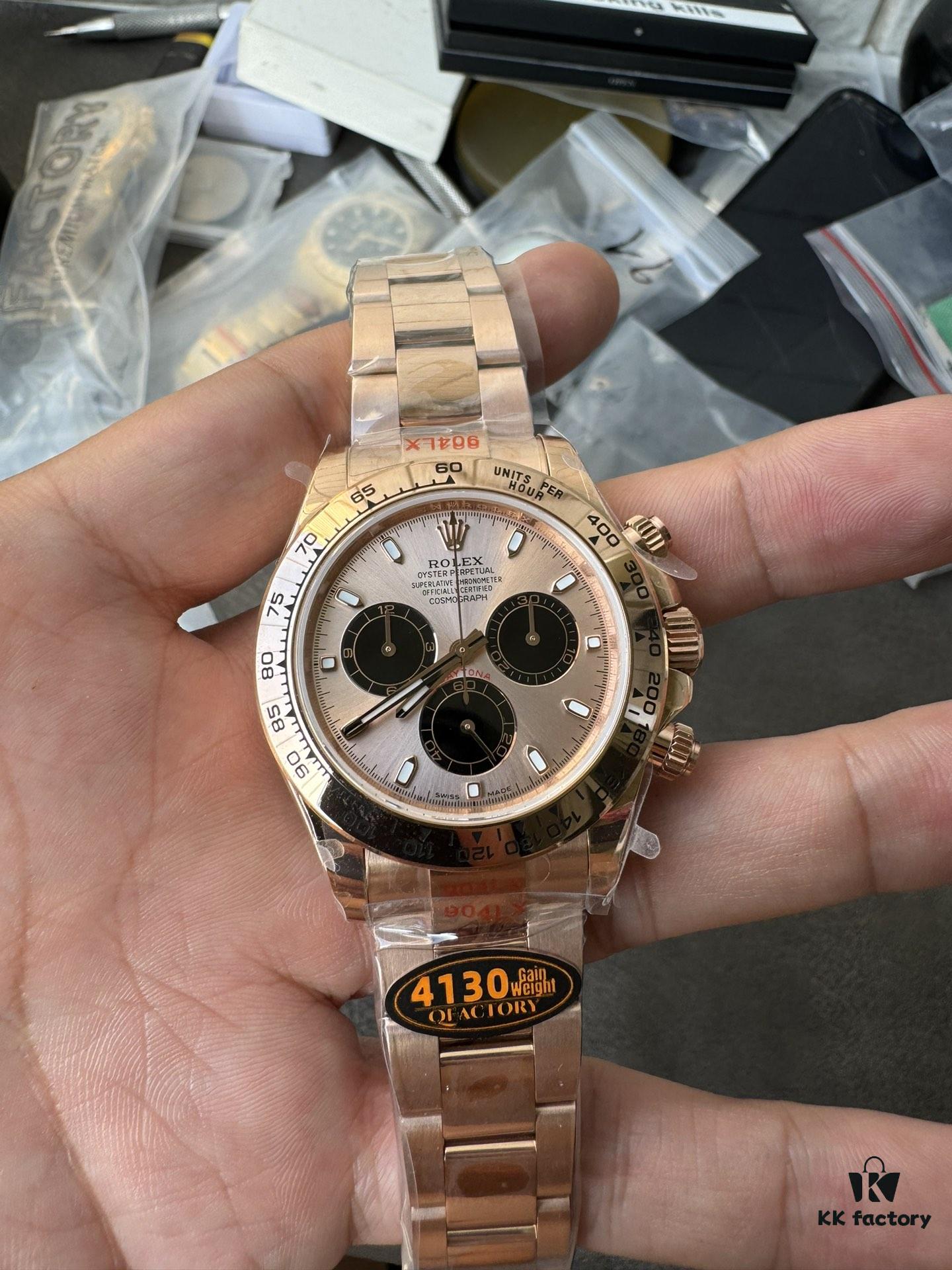 QF Counterweight Rose Gold Dial 4130 Movement
