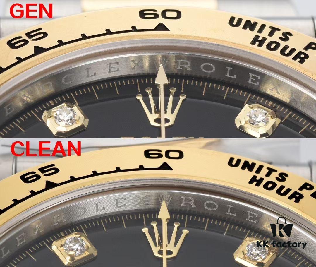 6931a612ccd8ab3d7af9a6e6 Authentic vs Fake Comparison 🔥🔥🔥 CLEAn Factory / C-Factory 126503 with 4131 Movement, Two-Tone Black 'Noodle' Dial with Diamond Markers or Two-Tone Black Diamond Dial (Moissanite)