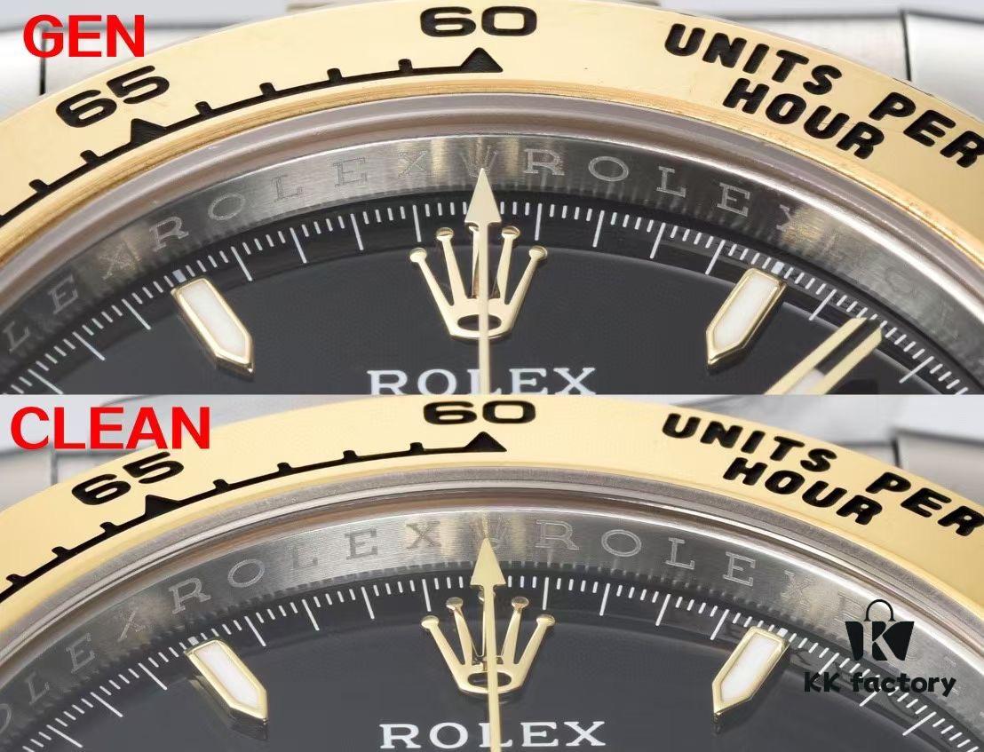 6931a612ccd8ab3d7af9a6eb Authentic vs Fake Comparison - C Factory (C-Factory) 126503 with 4131 Movement, Two-Tone Black Dial 'Noodles' or Diamond Hour Markers (Moissanite)