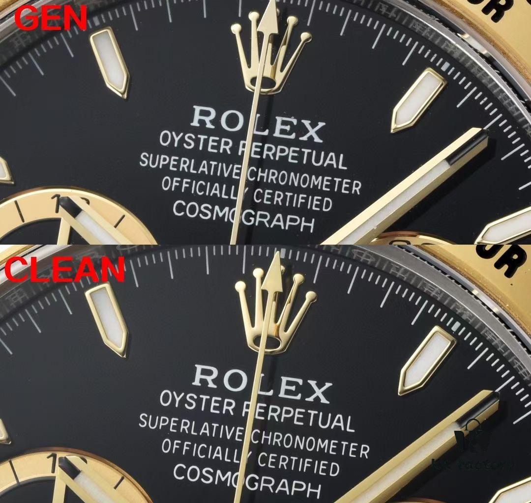 6931a612ccd8ab3d7af9a6ec Authentic vs Fake Comparison - C Factory (C-Factory) 126503 with 4131 Movement, Two-Tone Black Dial 'Noodles' or Diamond Hour Markers (Moissanite)