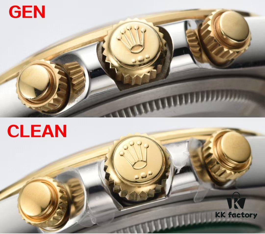 6931a613ccd8ab3d7af9a6ef Authentic vs Fake Comparison - C Factory (C-Factory) 126503 with 4131 Movement, Two-Tone Black Dial 'Noodles' or Diamond Hour Markers (Moissanite)