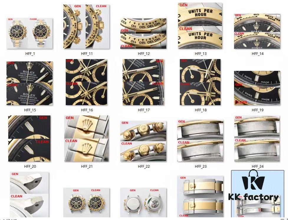 6931a613ccd8ab3d7af9a6f1 Authentic vs Fake Comparison - C Factory (C-Factory) 126503 with 4131 Movement, Two-Tone Black Dial 'Noodles' or Diamond Hour Markers (Moissanite)