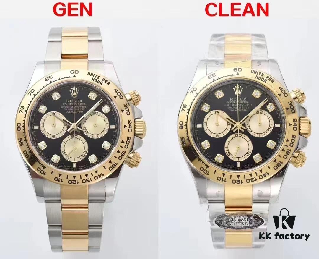 6931a616ccd8ab3d7af9a72d Clean Factory / C Factory 126503 with 4131 Movement, Two-Tone Gold Black Dial Diamond Markers (Moissanite)