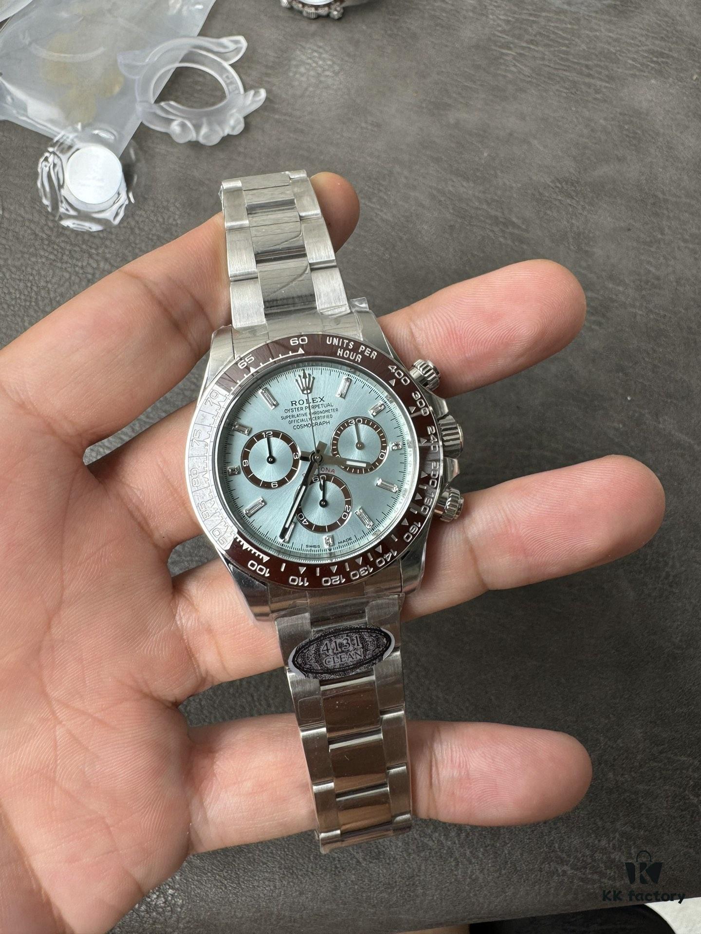 C Factory New Model 4131, Ice Blue Dial with Diamond Markings, Transparent Case Back