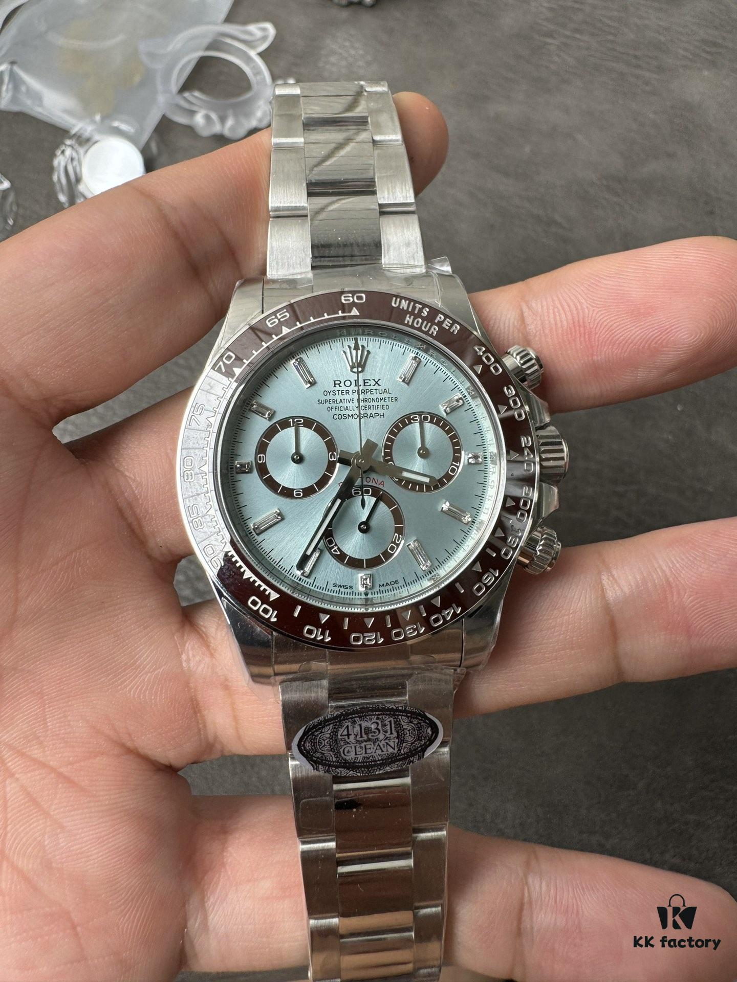 C Factory New Model 4131, Ice Blue Dial with Diamond Markings, Transparent Case Back