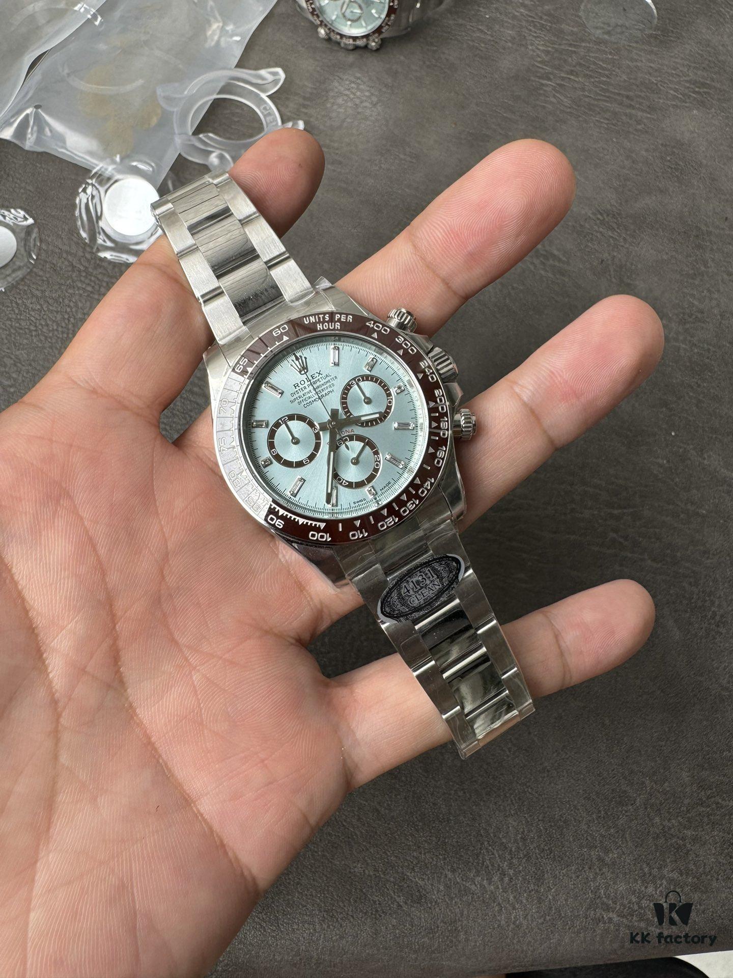 C Factory New Model 4131, Ice Blue Dial with Diamond Markings, Transparent Case Back