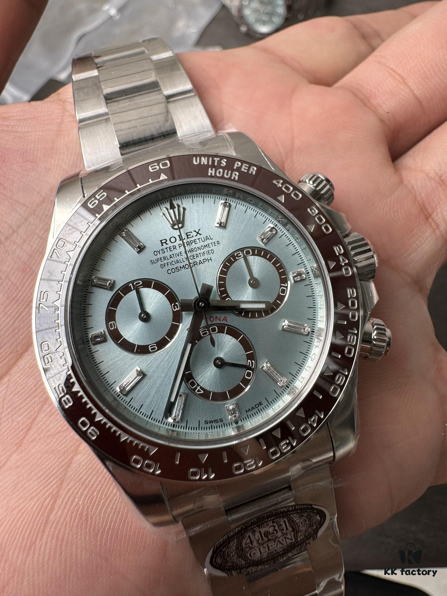 C Factory New Model 4131, Ice Blue Dial with Diamond Markings, Transparent Case Back