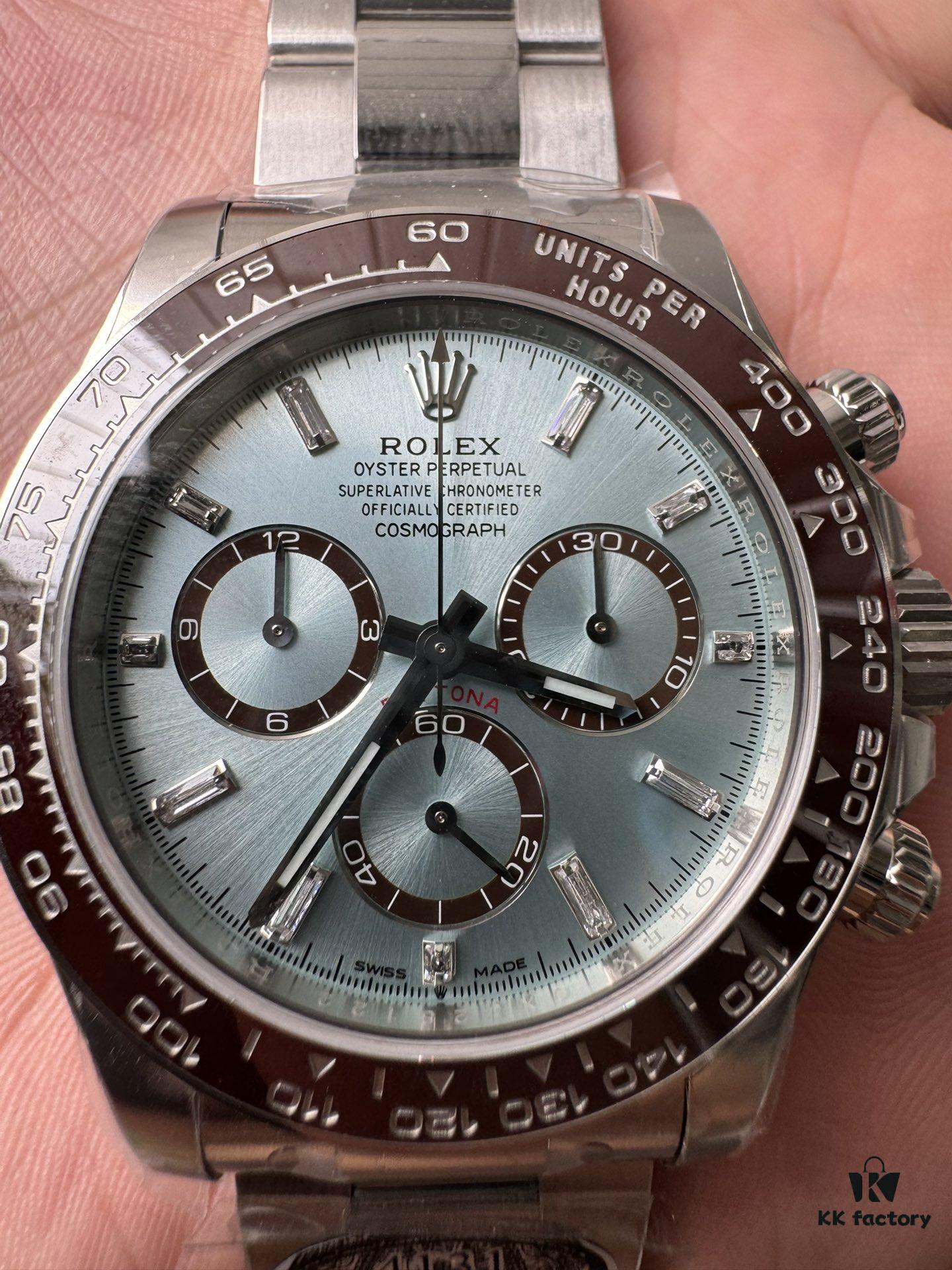 C Factory New Model 4131, Ice Blue Dial with Diamond Markings, Transparent Case Back