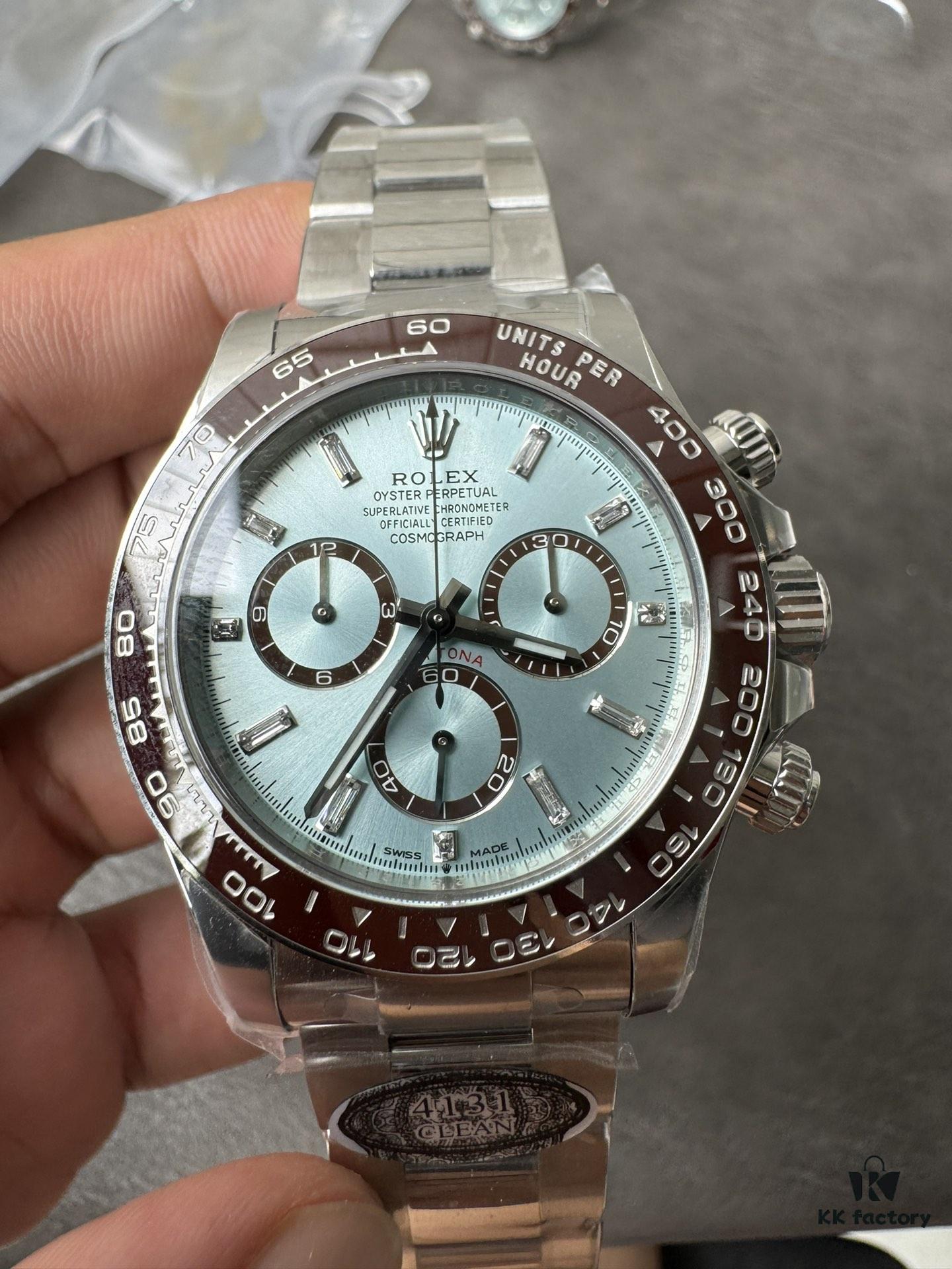C Factory New Model 4131, Ice Blue Dial with Diamond Markings, Transparent Case Back