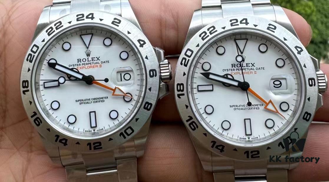 Explorer II 226570 Natural Light Authentic vs Fake Comparison