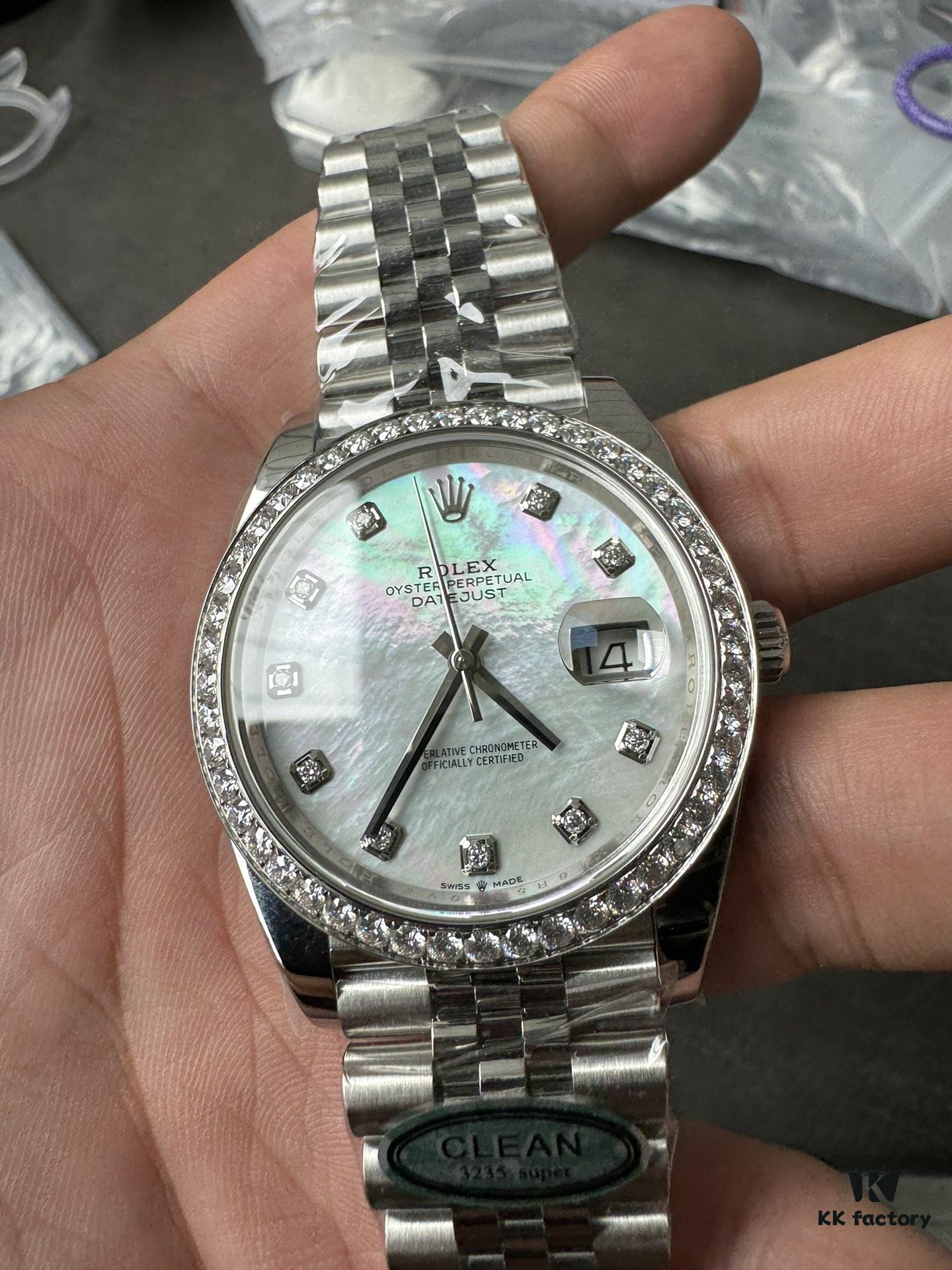 Clean 41 Mother-of-Pearl Dial with Modified Moissanite Bezel