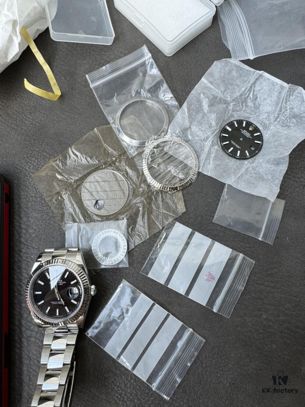 6931a64cccd8ab3d7af9aae3 Complete Set of Genuine Replacement Parts (Calendar, Hands, Glass, Dial) with 18K Gold Dog-Teeth Bezel, Secondary Chamfering and Brushed Finish