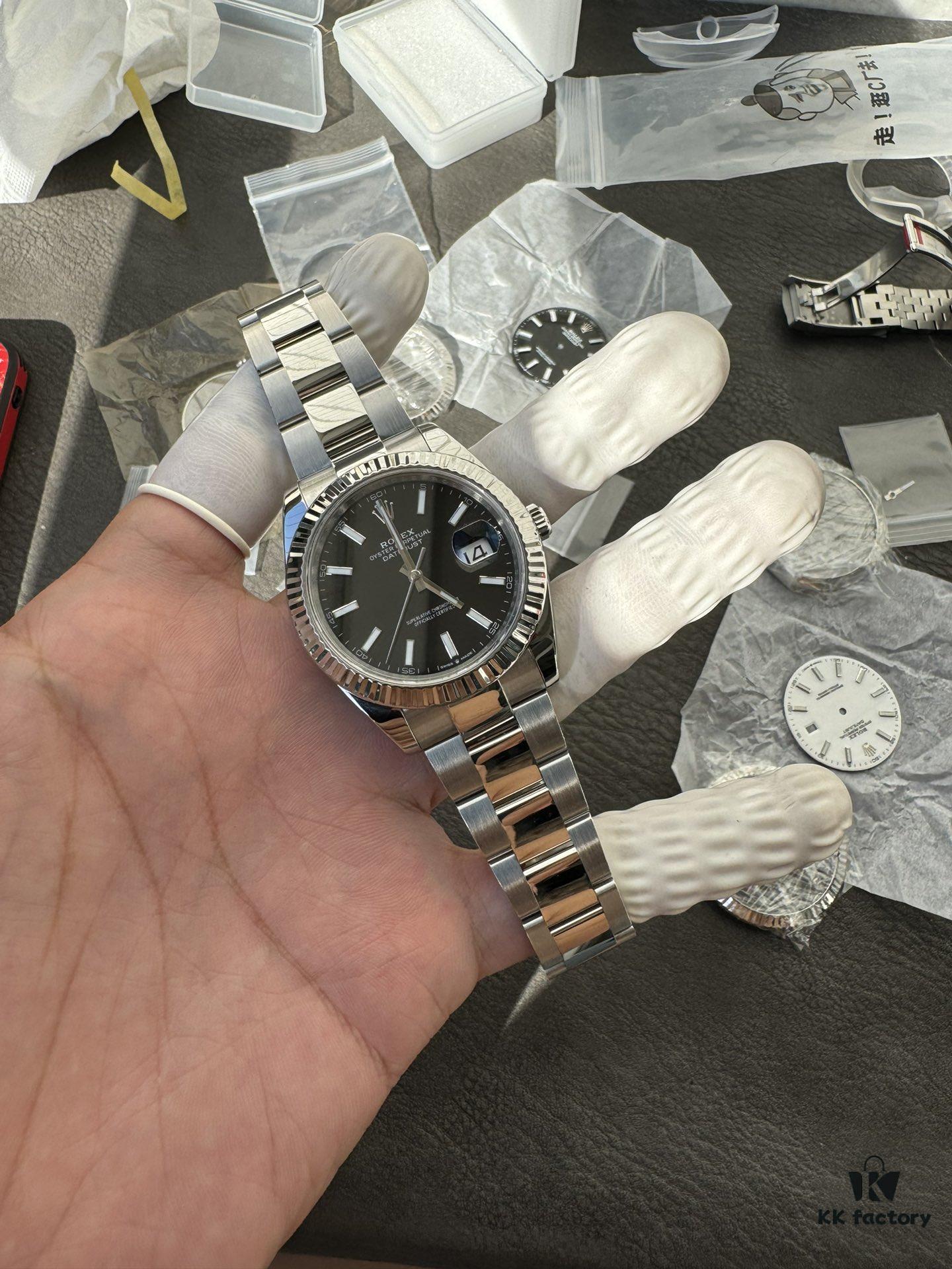 6931a64dccd8ab3d7af9aae9 Complete Set of Genuine Replacement Parts (Calendar, Hands, Glass, Dial) with 18K Gold Dog-Teeth Bezel, Secondary Chamfering and Brushed Finish