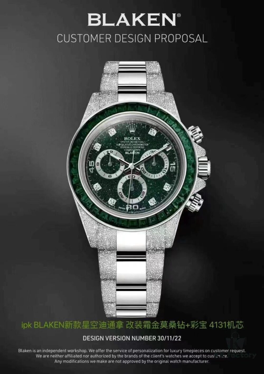 6931a653ccd8ab3d7af9ab4f IPK New Arrival Custom Modified Rolex Blaken Limited Edition Starry Sky and Frost Gold Series