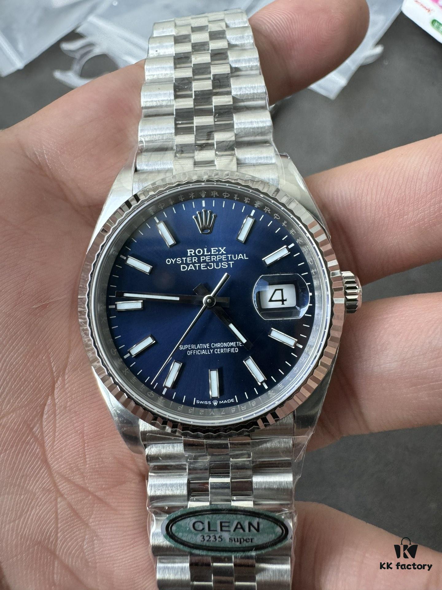 Clean 36mm Blue Dial Date Display