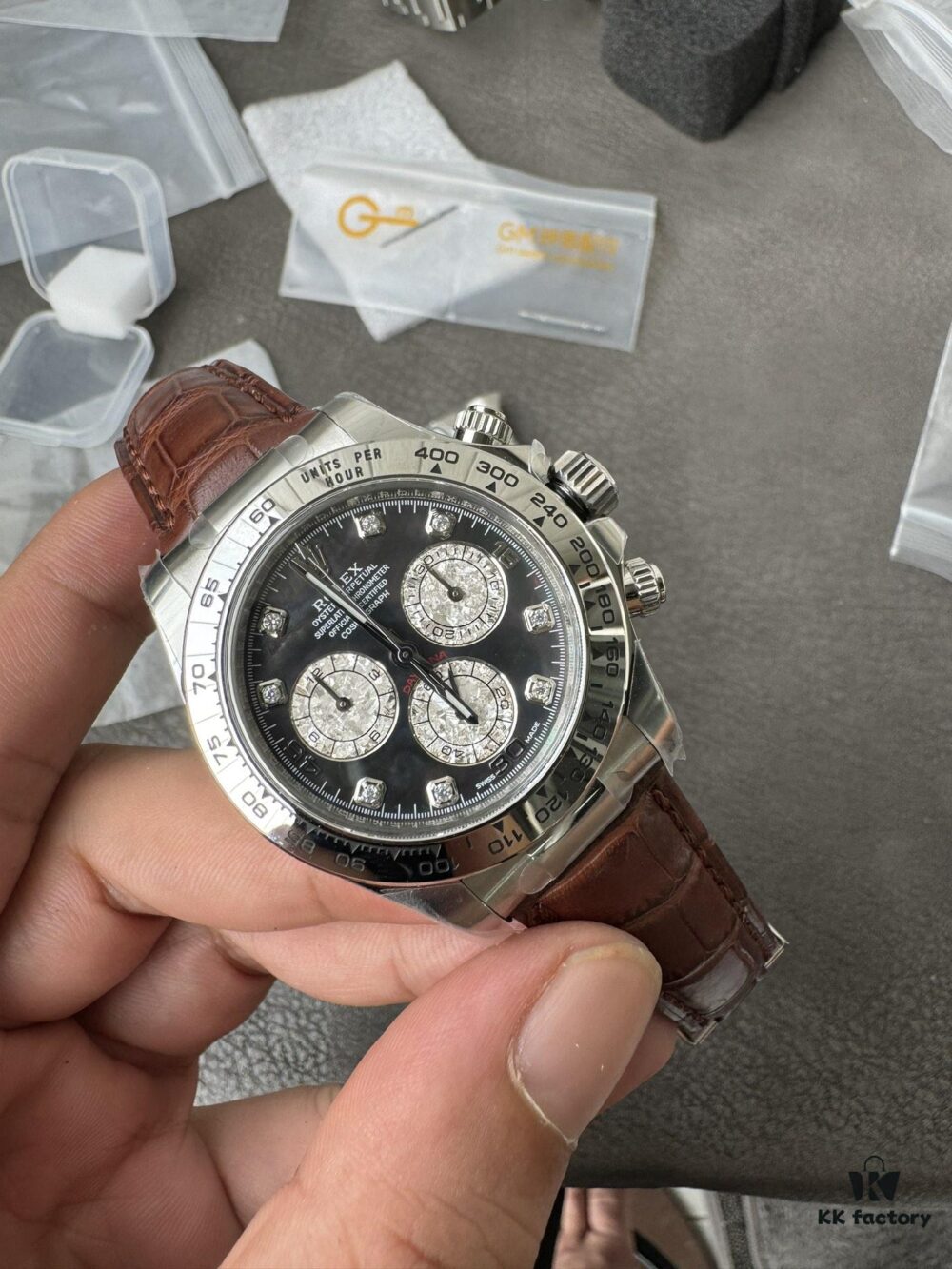 6931a672ccd8ab3d7af9ad81 Clean Platinum Gray DE Modified Substitute with Tahitian Mother-of-Pearl, Customized American Crocodile Leather Strap