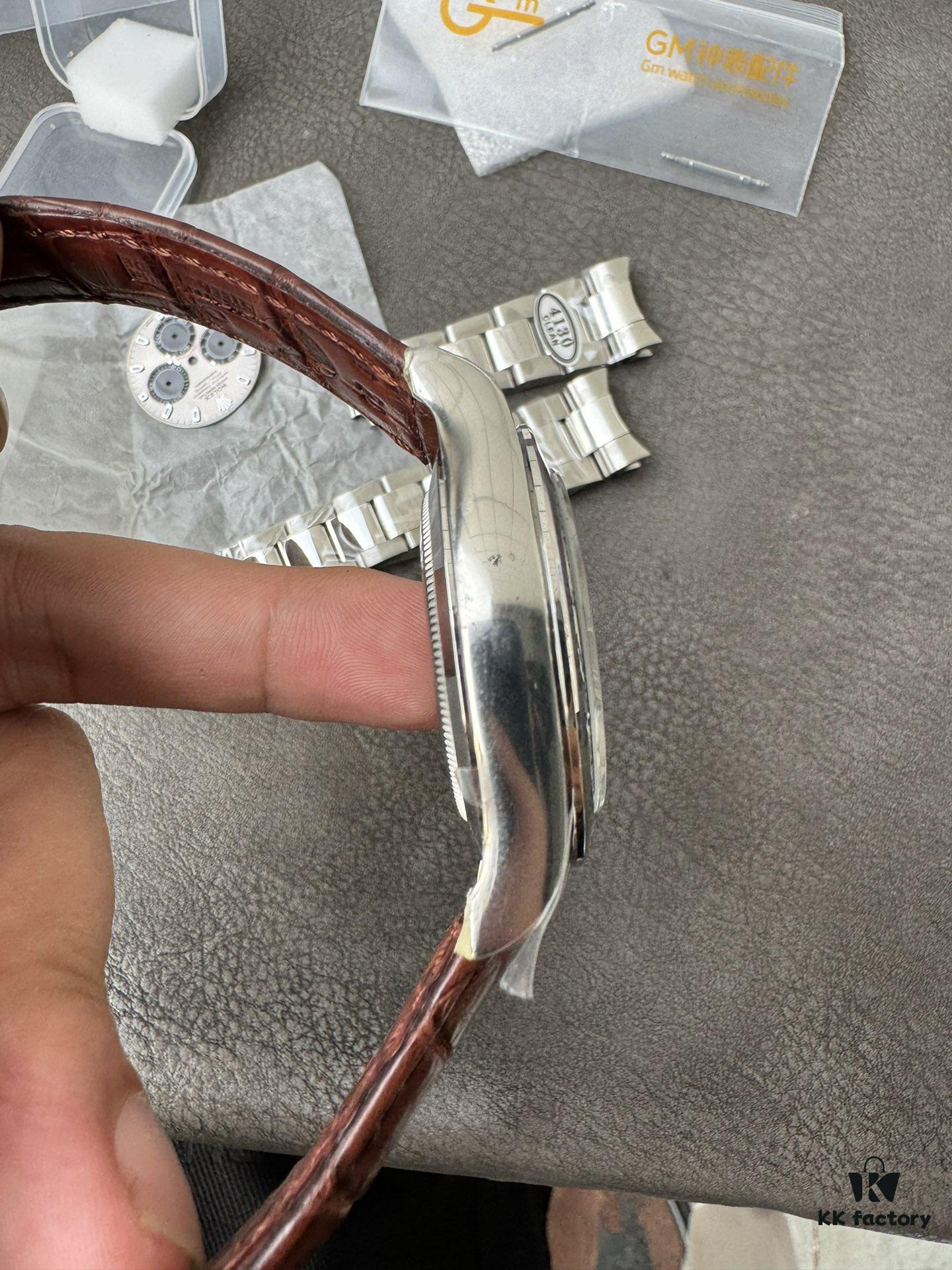 6931a672ccd8ab3d7af9ad84 Clean Platinum Gray DE Modified Substitute with Tahitian Mother-of-Pearl, Customized American Crocodile Leather Strap