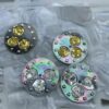 Tahitian Black Shell Three-Eye Inlay Chip with Digital Scale Matching Design