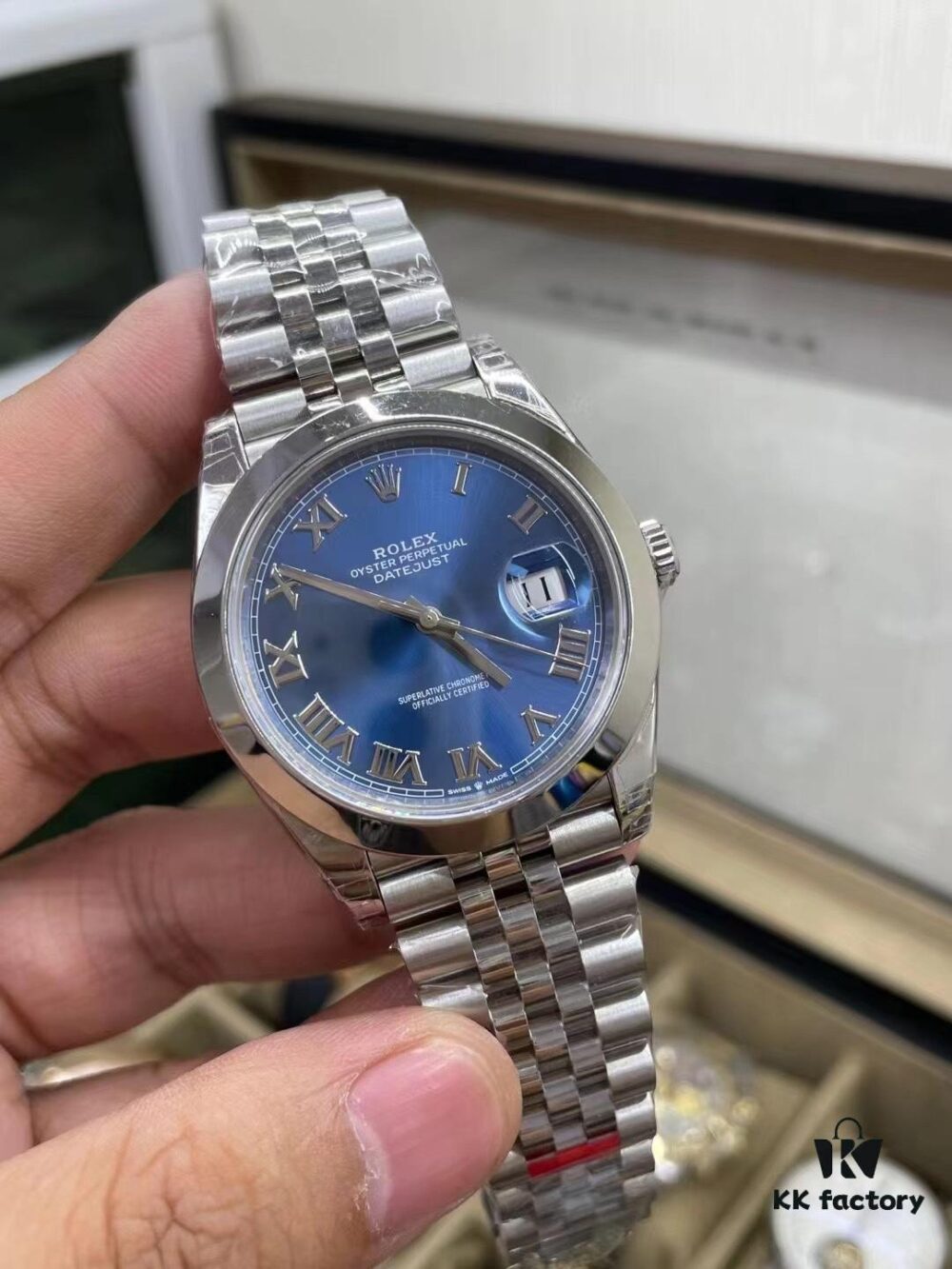 6931a688ccd8ab3d7af9aeff 126300 Blue Dial 41mm Upgrade Genuine Bezel, Hands, Calendar, Mirror, Aperture Five-Piece Set