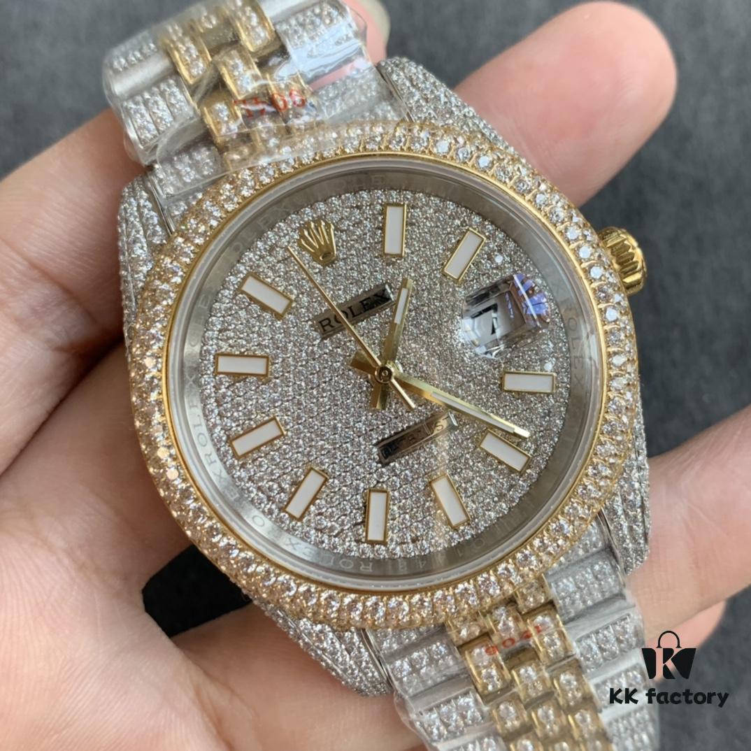 6931a6c0ccd8ab3d7af9b2b4 Limited Arrival! Sparkling to the Extreme — Perfect Rolex Datejust Fully Paved with Diamonds Special Edition — 904L Stainless Steel Diamond-Paved Watch
