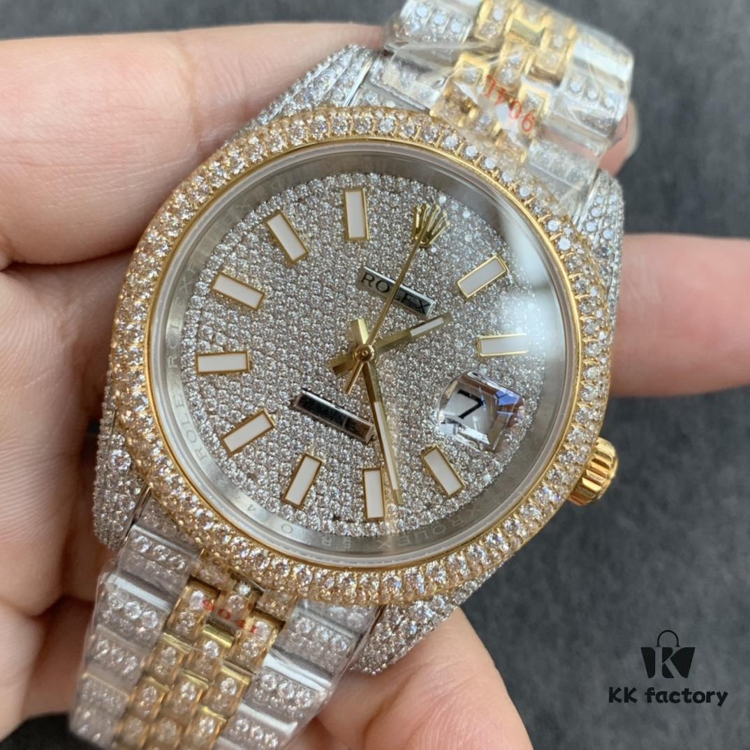 6931a6c0ccd8ab3d7af9b2b5 Limited Arrival! Sparkling to the Extreme — Perfect Rolex Datejust Fully Paved with Diamonds Special Edition — 904L Stainless Steel Diamond-Paved Watch