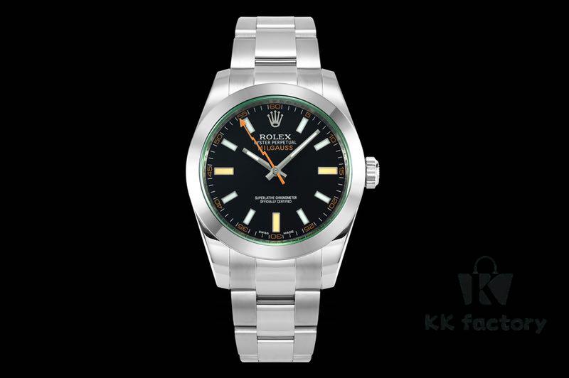 6931a6c2ccd8ab3d7af9b2d7 Rolex MILGAUSS Series 116400 Lightning Second Hand 904L Highest Version, DJ Factory's First Breakthrough – Green Sapphire Crystal Matches Genuine!