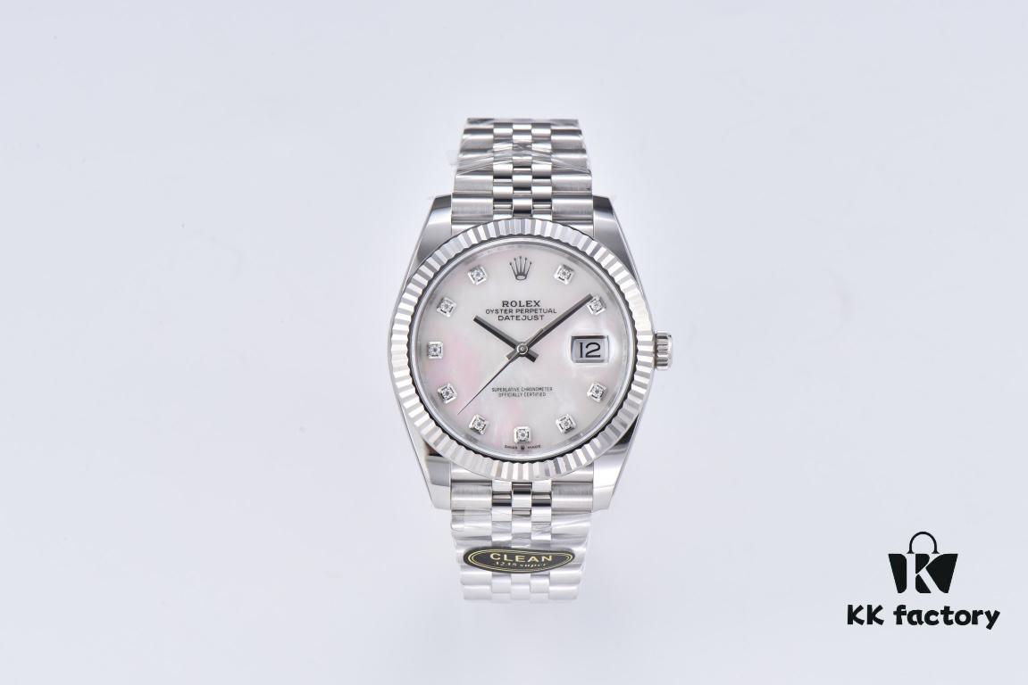 6931a6d0ccd8ab3d7af9b3d3 C Factory Clean - Log Series 126334 Diamond Studded Watch / Standard Moissanite, Not Low-End Zirconia, with 3/5 Pearl Strap