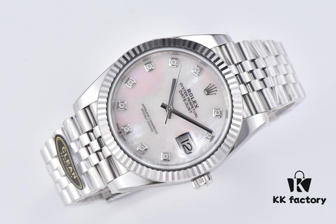 6931a6d1ccd8ab3d7af9b3d4 C Factory Clean - Log Series 126334 Diamond Studded Watch / Standard Moissanite, Not Low-End Zirconia, with 3/5 Pearl Strap