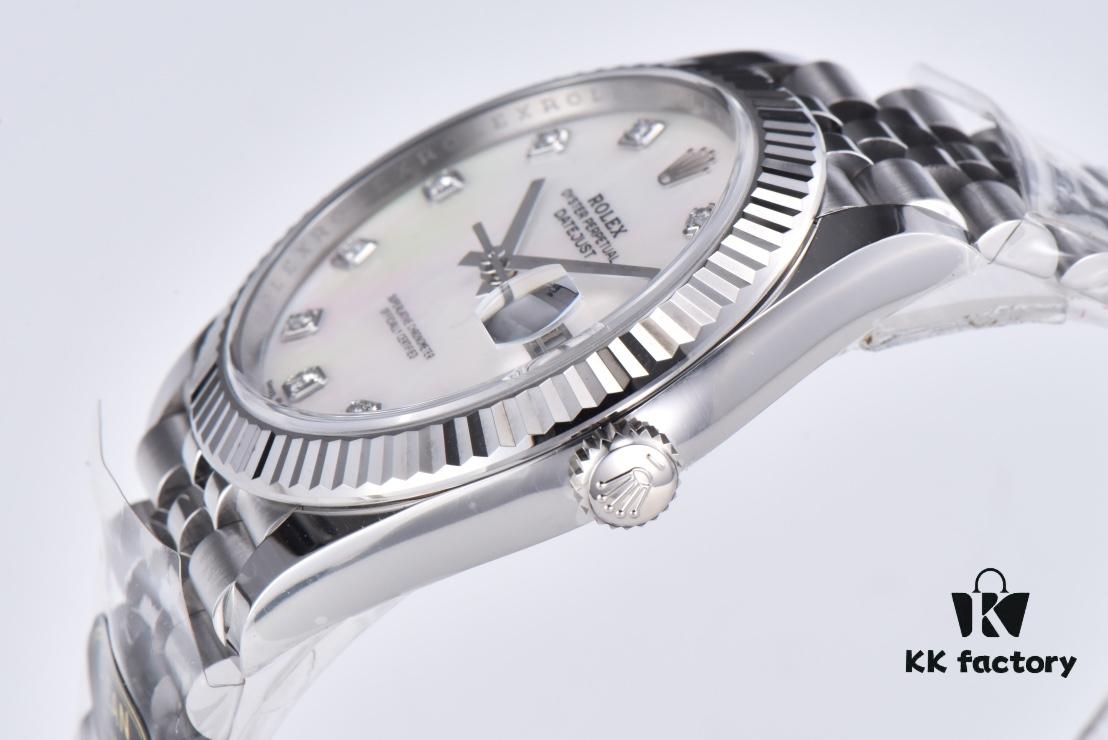6931a6d1ccd8ab3d7af9b3d5 C Factory Clean - Log Series 126334 Diamond Studded Watch / Standard Moissanite, Not Low-End Zirconia, with 3/5 Pearl Strap