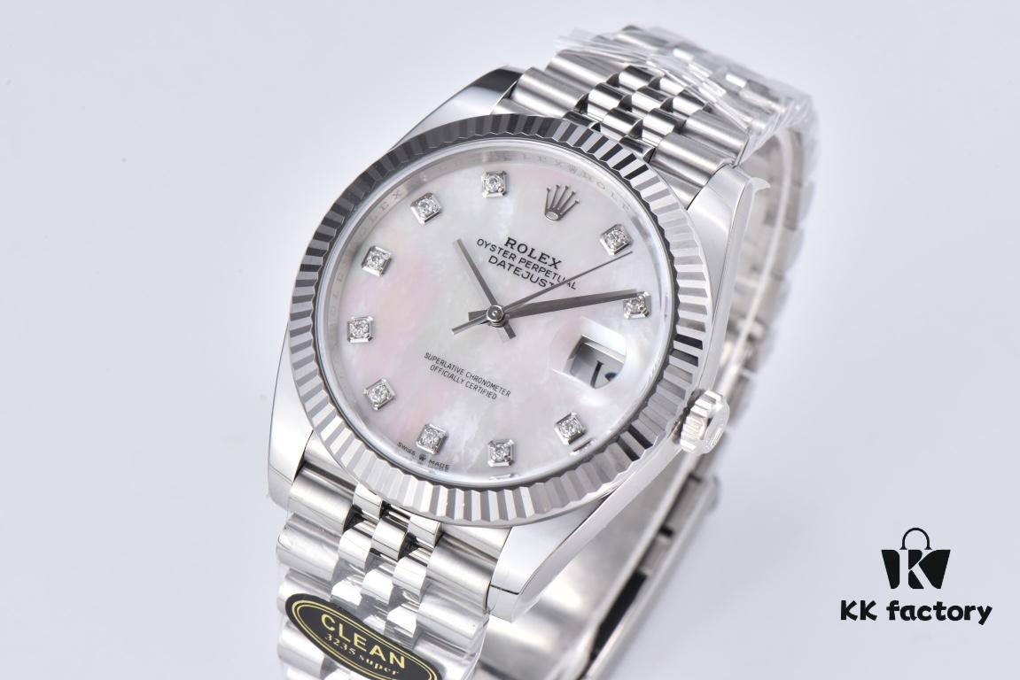 6931a6d1ccd8ab3d7af9b3d6 C Factory Clean - Log Series 126334 Diamond Studded Watch / Standard Moissanite, Not Low-End Zirconia, with 3/5 Pearl Strap