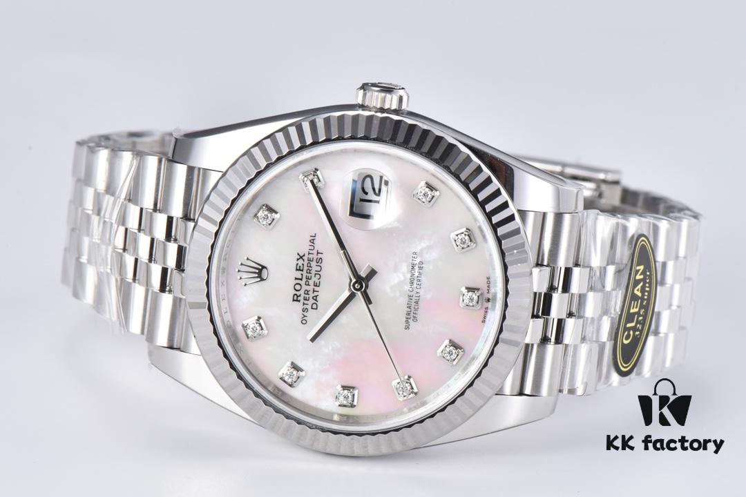 6931a6d1ccd8ab3d7af9b3d7 C Factory Clean - Log Series 126334 Diamond Studded Watch / Standard Moissanite, Not Low-End Zirconia, with 3/5 Pearl Strap