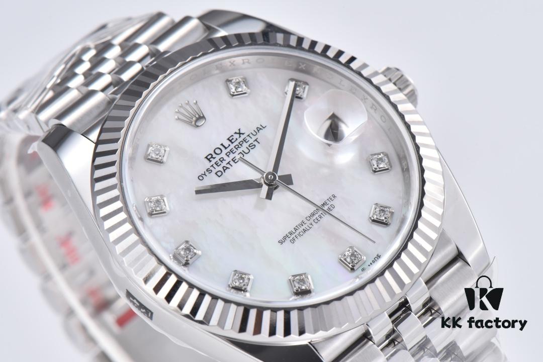 6931a6d1ccd8ab3d7af9b3d8 C Factory Clean - Log Series 126334 Diamond Studded Watch / Standard Moissanite, Not Low-End Zirconia, with 3/5 Pearl Strap