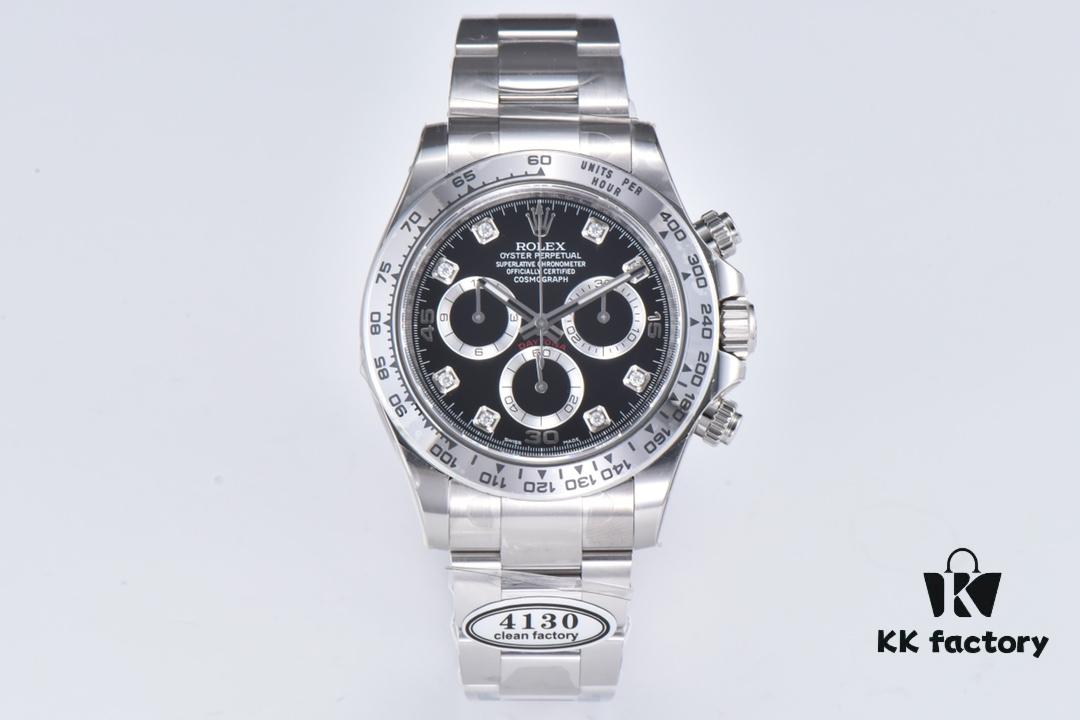 6931a6e9ccd8ab3d7af9b570 Clean Factory 116509 Enamel Black Dial Daytona with Diamond-Cut Moissanite