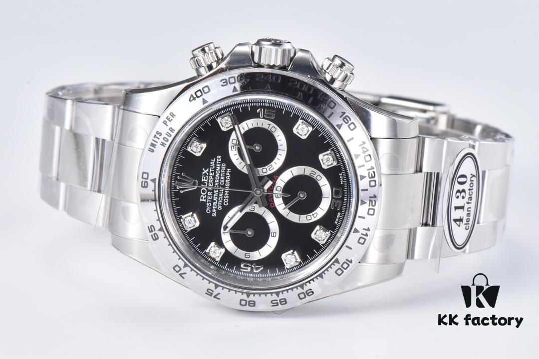 6931a6e9ccd8ab3d7af9b574 Clean Factory 116509 Enamel Black Dial Daytona with Diamond-Cut Moissanite