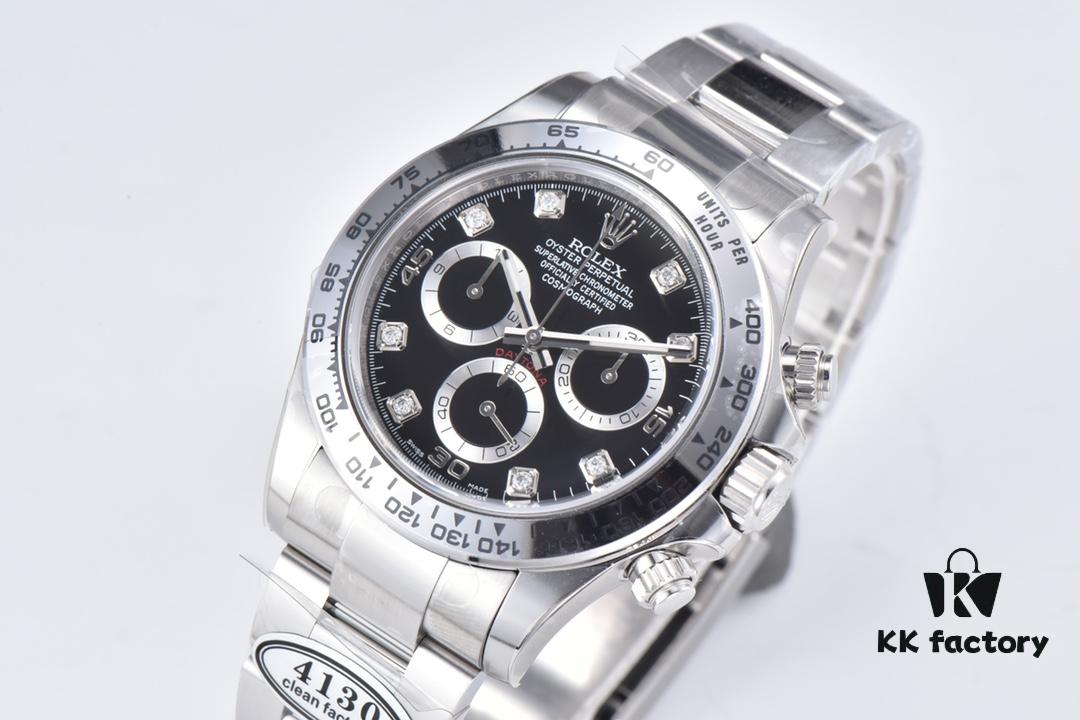 6931a6eaccd8ab3d7af9b575 Clean Factory 116509 Enamel Black Dial Daytona with Diamond-Cut Moissanite