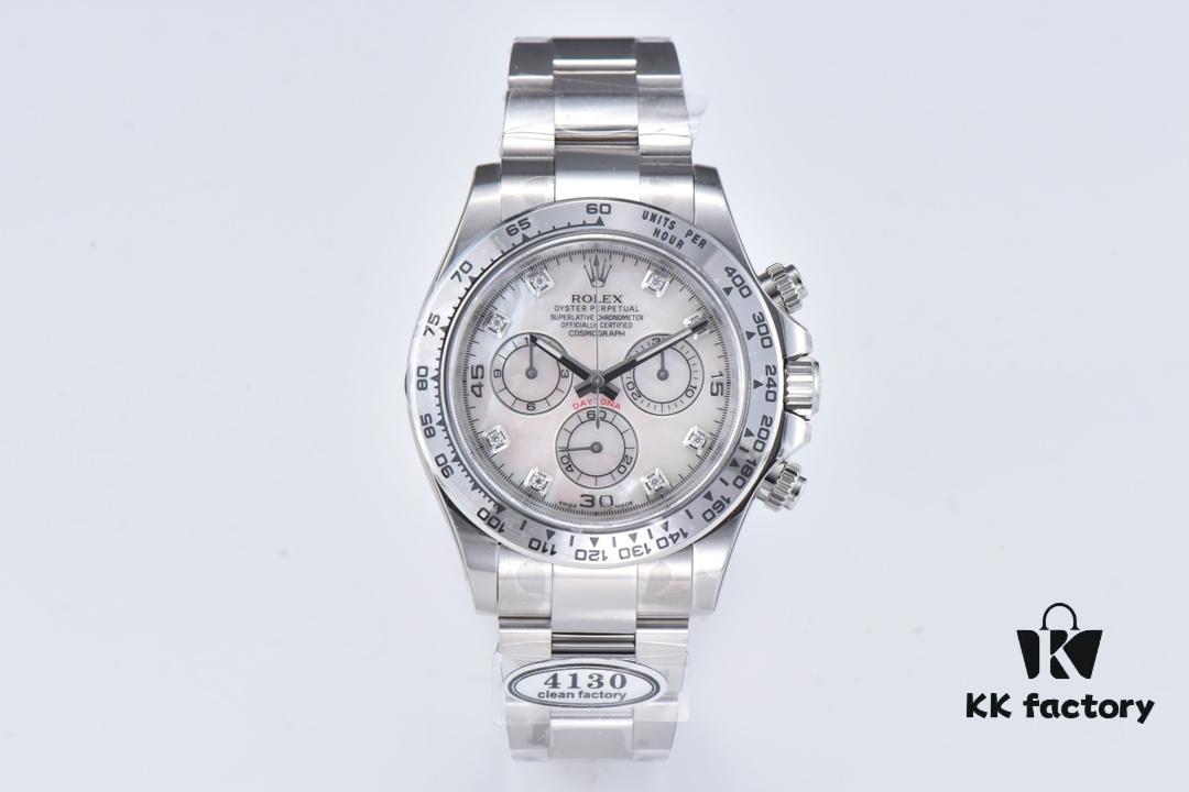 6931a6ecccd8ab3d7af9b59d Clean Factory Platinum Daytona 116509 with Natural Cloud Mosaic Mother-of-Pearl Dial, Standard Moissanite Bezel – Zirconia Refused