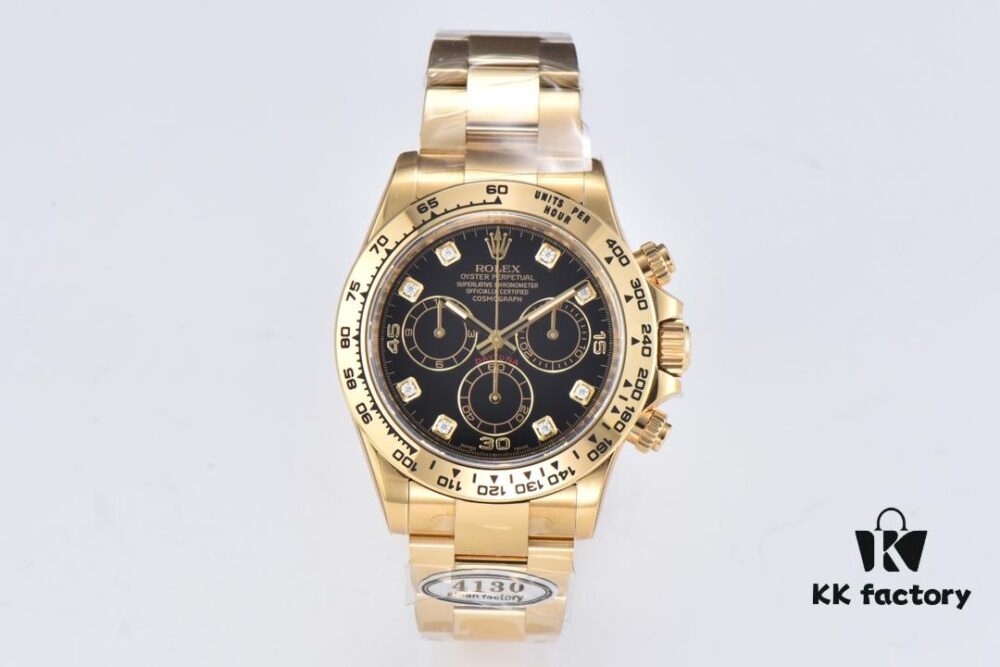 6931a6efccd8ab3d7af9b5d3 Clean Factory 116508 Full Gold Diamond-Set Black Dial Daytona