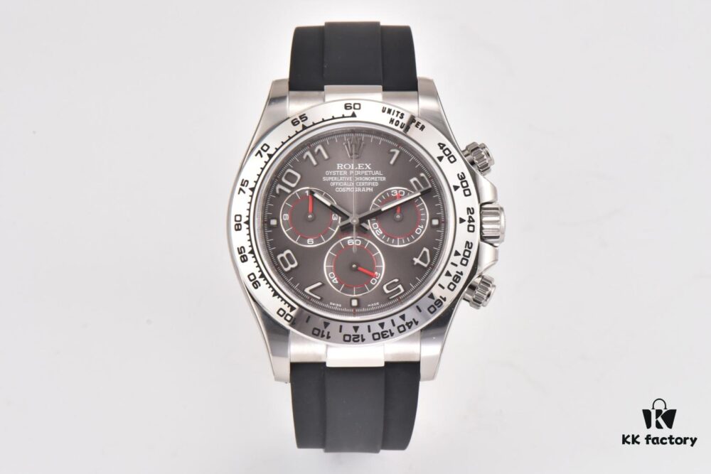 6931a6f2ccd8ab3d7af9b611 C Factory Rolex Daytona 116519 White Gold Grey Meteorite Dial Rubber Strap